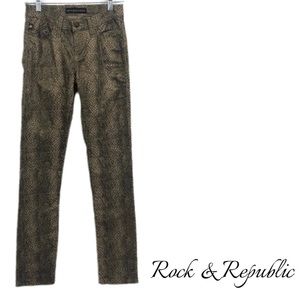 Rock & Republic Gold Snakeskin Jeans Size 0